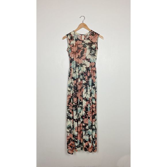 Vintage 70s Abstract Floral Maxi - Picture 1 of 7